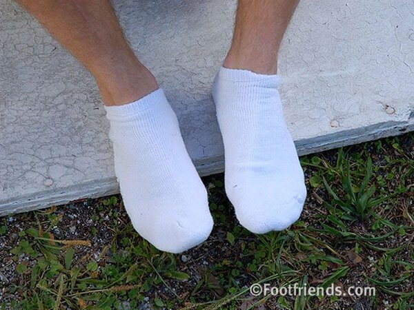 Stu shows off his sneakers and socks