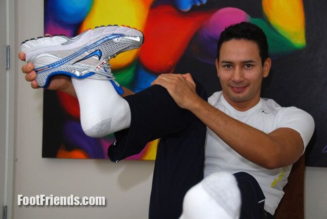 Alex shows off his sneakers and socks