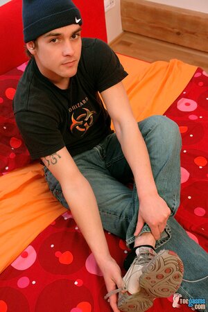 Corbin Pierce shows off his sneakers and socks