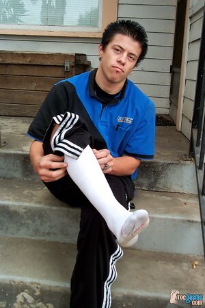 Jordan Kane shows off his sneakers and socks