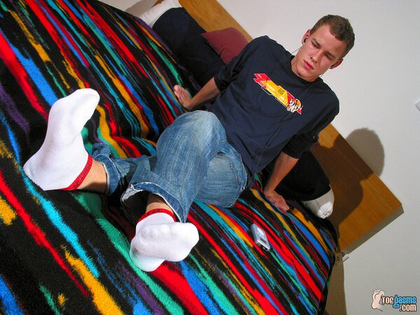 Lukas Cash shows off his sneakers and socks