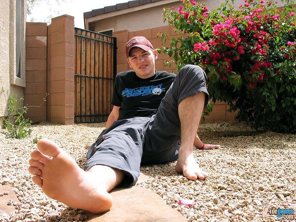 Jeremiah Johnson shows off his socks and feet