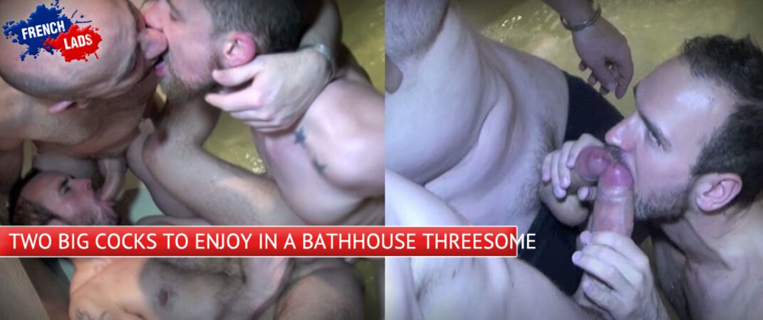 French gays enjoy threesome cock slurping