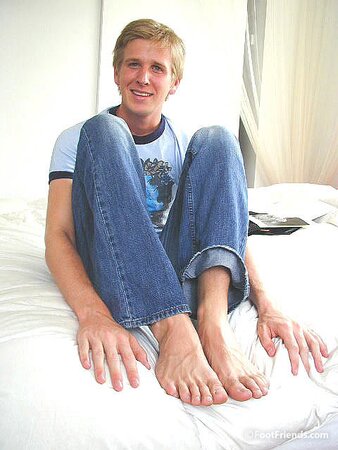 Blonde Billy shows off his feet