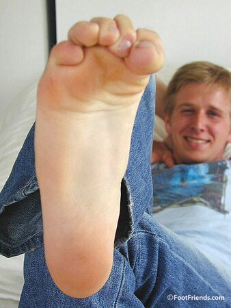 Blonde Billy shows off his feet