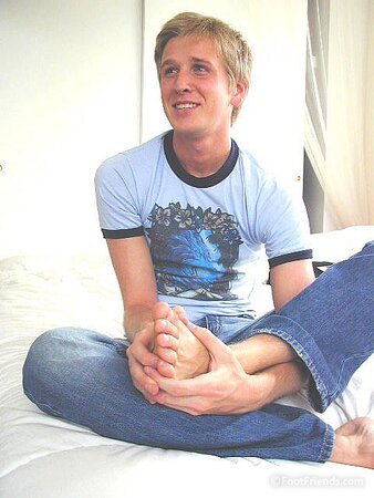 Blonde Billy shows off his feet