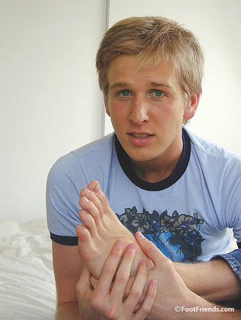 Blonde Billy shows off his feet