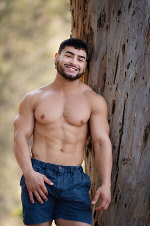 Matteo shows off his muscular body