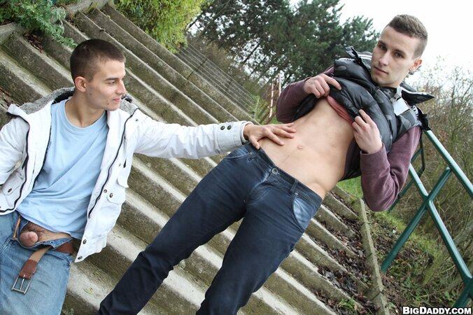 Two Sexy Amateur Studs Fucking In Public! -2