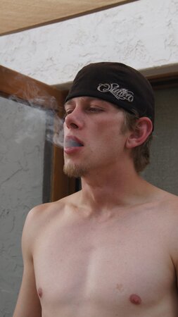 Ian Madrox smokes and strokes his hard cock!