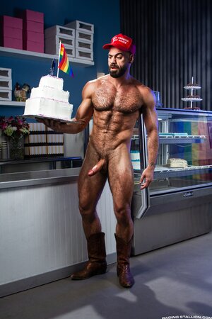 Draven Navarro gets his face fucked by Ricky Larkin in the cake shop