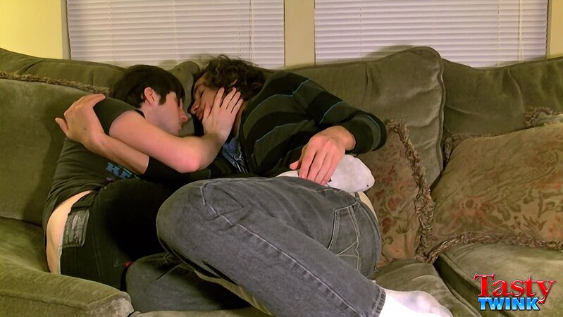 Tristan and Aron share a romantic kiss while touching feet