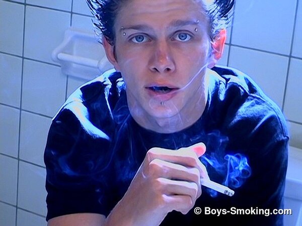 Ian Madrox caught jacking off in the bathroom while smoking