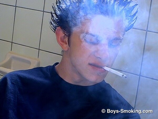 Ian Madrox caught jacking off in the bathroom while smoking