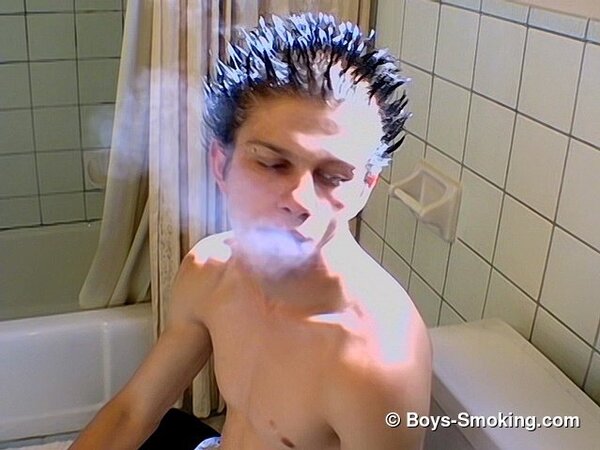 Ian Madrox caught jacking off in the bathroom while smoking