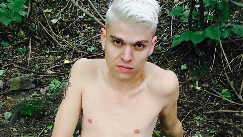 18 year-old Titus Snow play with cock naked in the woods