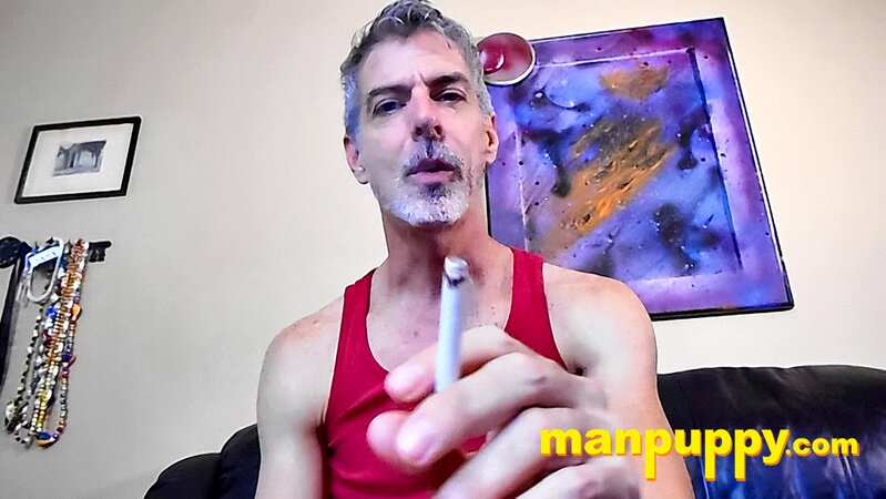 Richard Lennox blows smoke in your face while he masturbates