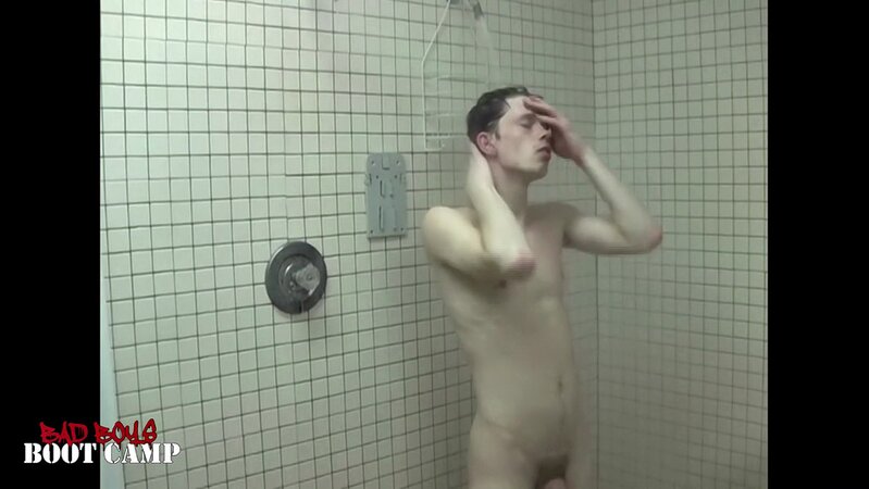 Horny Axel Johnson milks his thick cock in shower