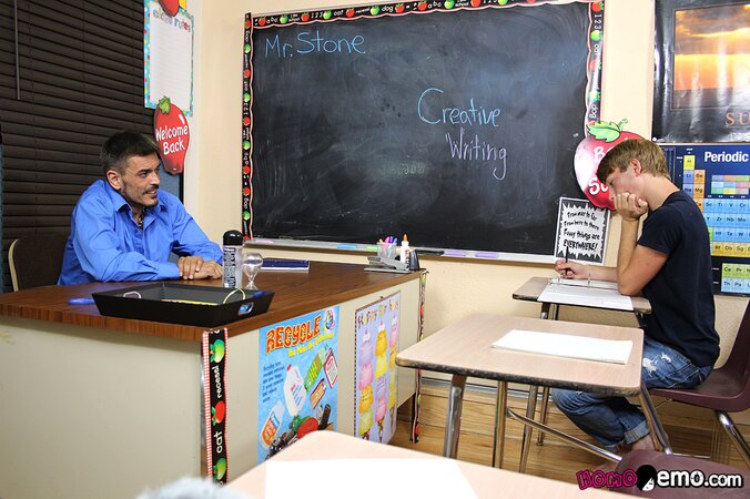 JR Adams gets lost in thoughts of teacher Collin Stone's sexy body