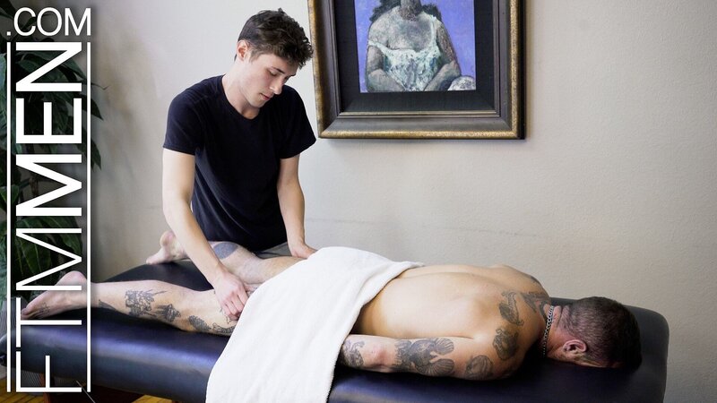 Axel Black pleases trans hunk Chance Hart with expert massage skills