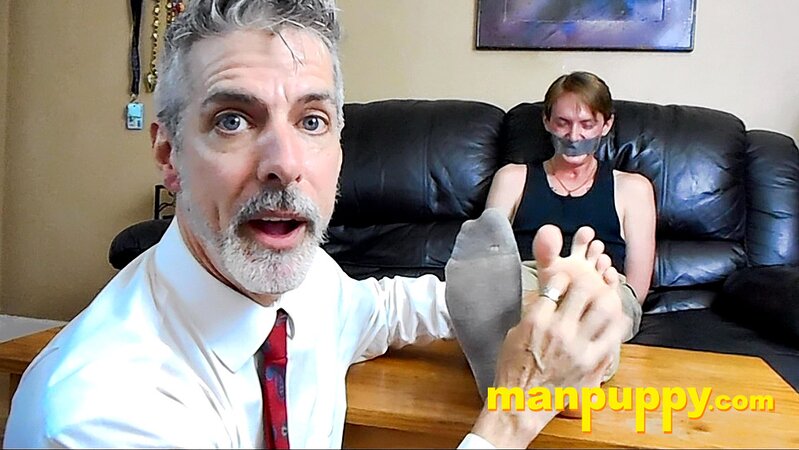 Jessie Russel squeals as Professor Lennox explores his ticklish feet