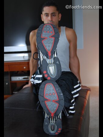 Petite hunk Andre poses solo in his favorite athletic socks for the fans