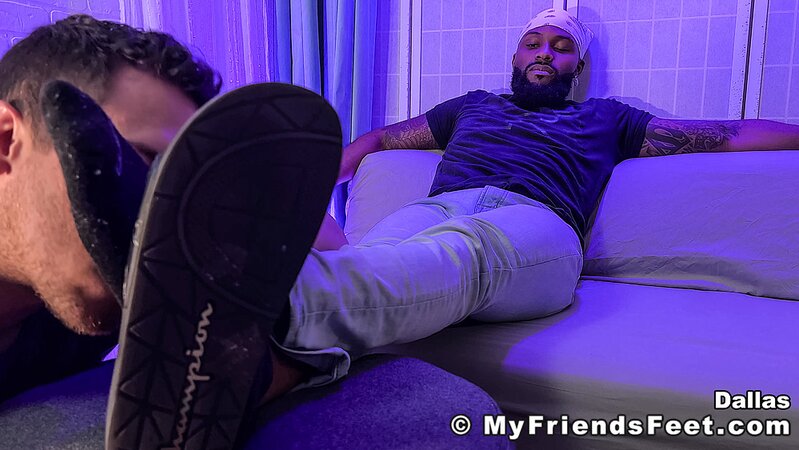 Dallas moans with delight when Dan worships his bare feet