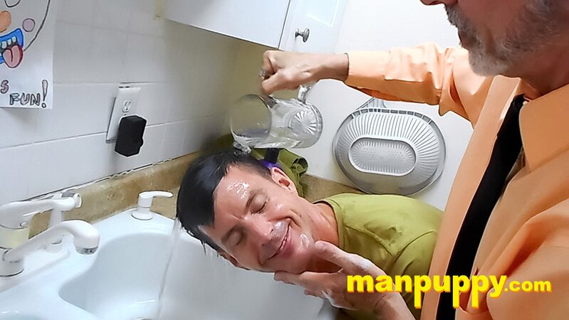 Richard Lennox washes Jeff Drizzle’s hair in kitchen