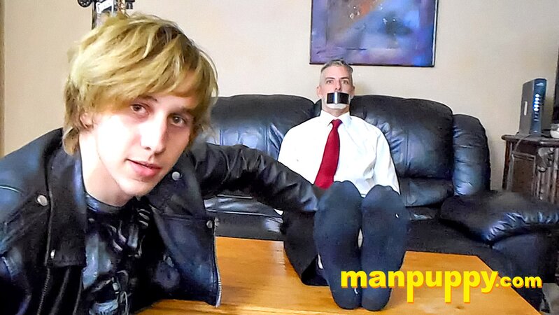 Elis Ataxxx dominates Richard Lennox with bondage and foot tickling