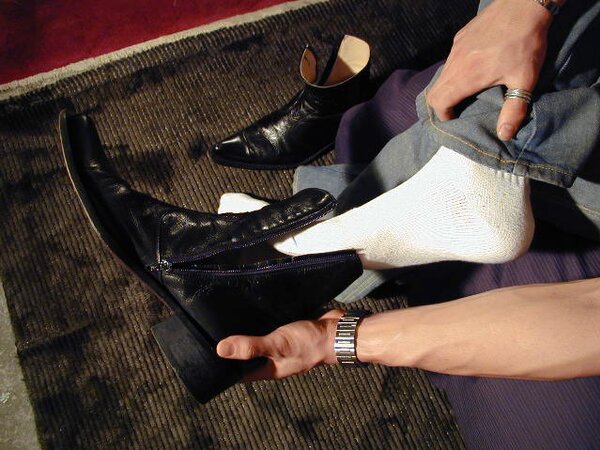 Junior’s boots smell of sweat and leather
