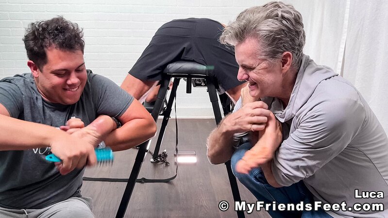 Dan Edwards tickles Luca until he begs for mercy