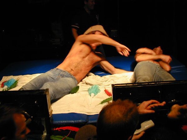 Jessie laughs at Dan’s ticklish feet before both get locked in stocks