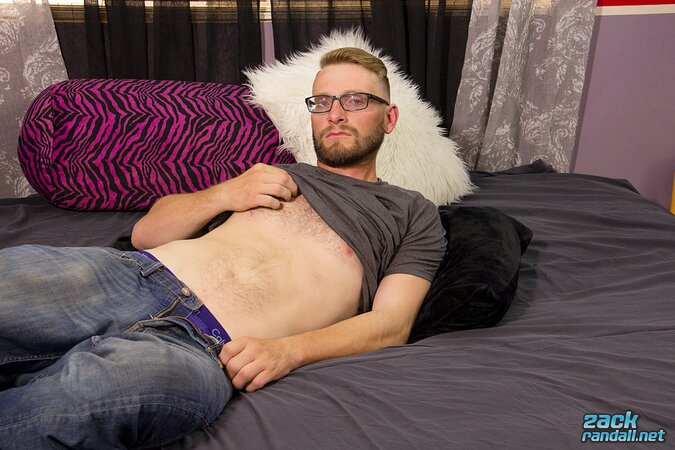 Jake Karhoff strips, strokes his cock, and cums over his hairy fist