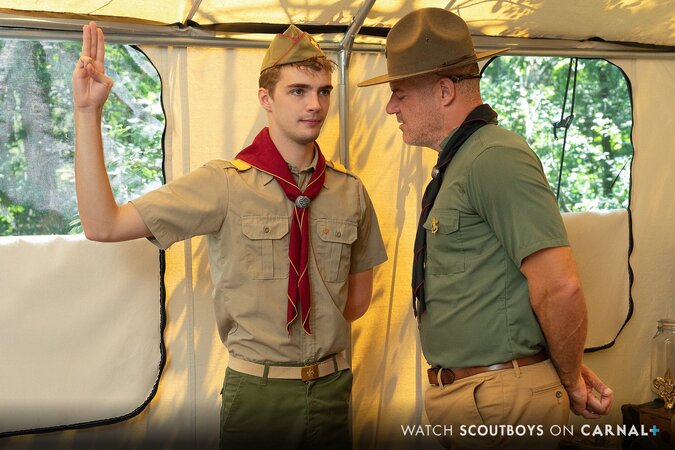 Scoutmaster Dillon Stone pops James Blond’s cherry in the main tent