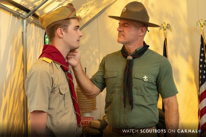 Scoutmaster Dillon Stone pops James Blond’s cherry in the main tent