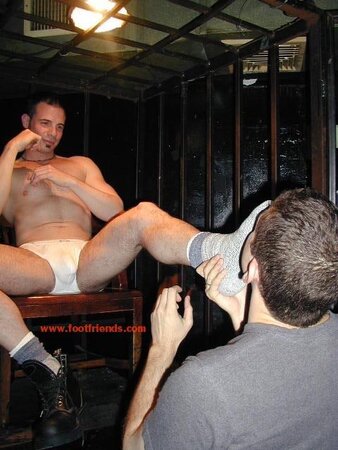 Steve’s boots and socks get worshipped by Chris
