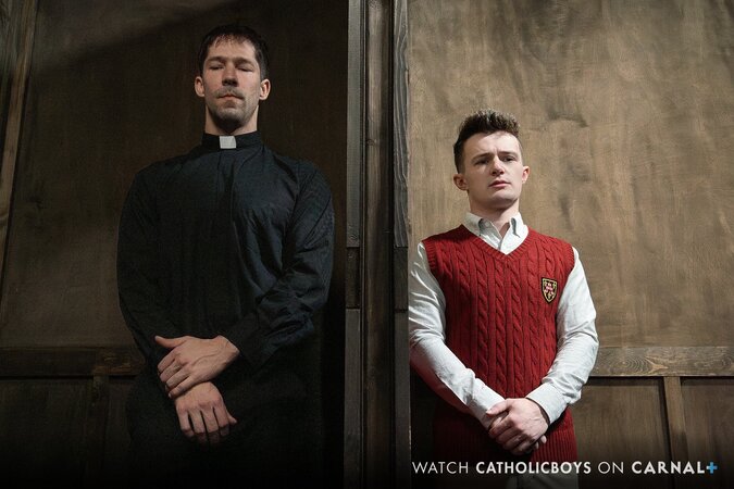 Reverend Eddie Patrick fucks Grant Ducati raw in the confessional