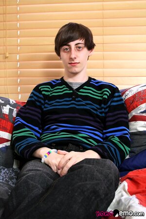 Skinny emo twink Ethan Knight jerks off and shoots a big load