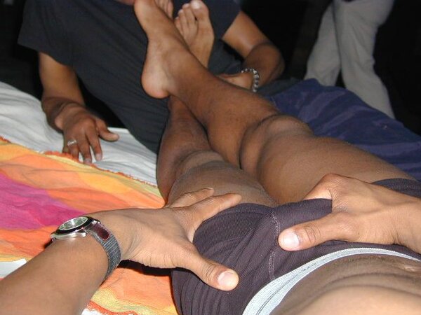 Lamar and John’s foot fetish and muscle play heats up the faux beach
