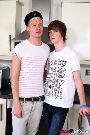 Hot twinks Riley Smith and Kai Alexander share kitchen anal sex