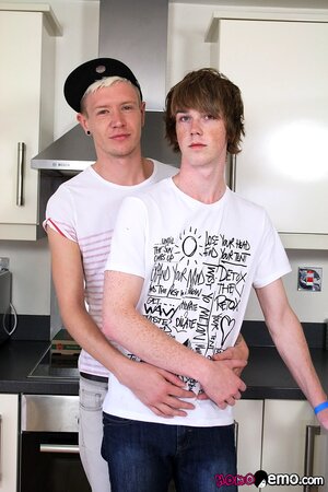 Hot twinks Riley Smith and Kai Alexander share kitchen anal sex