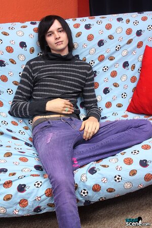 Miles Pride jerks off hard and shoots a sweet load on his tummy
