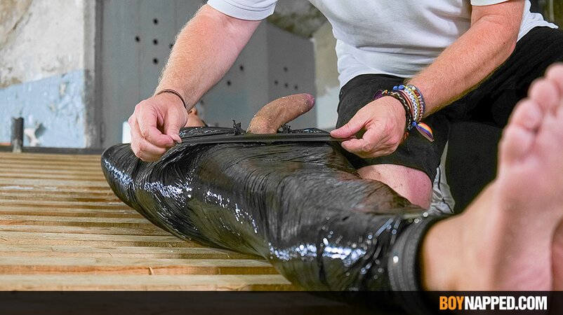 Ricky Vilela is wrapped in plastic and edged by Sebastian Kane