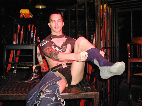 Ben and Peter show off sweaty socks before footplay begins