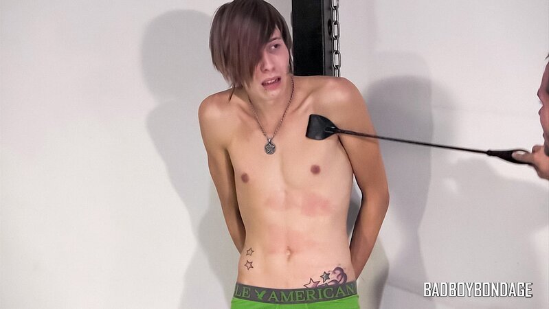 Anthony Fiasco is tied naked while Aiden Vanity pulls his rope