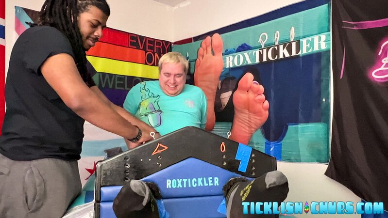 Interracial foot fetish and tickling domination with J and chubby Matt