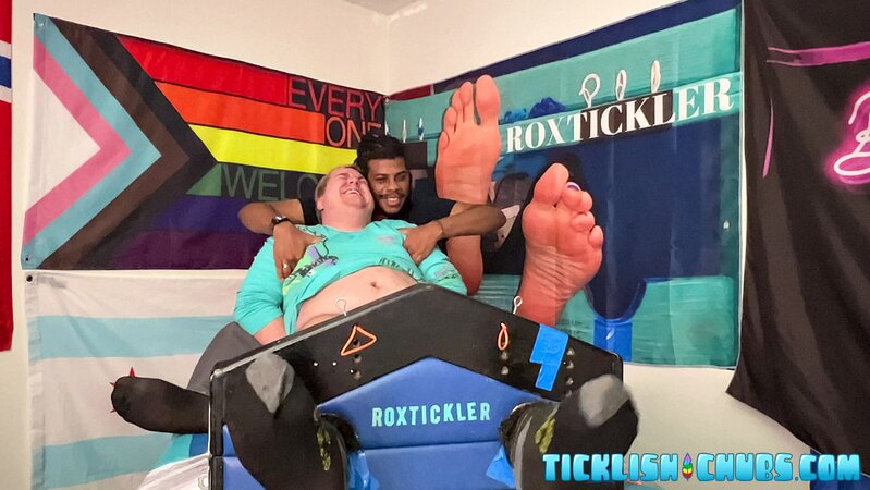 Interracial foot fetish and tickling domination with J and chubby Matt