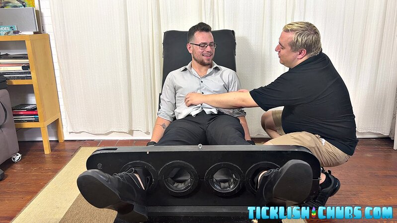 Matt catches CDubs jerking off and makes him sit in tickle chair