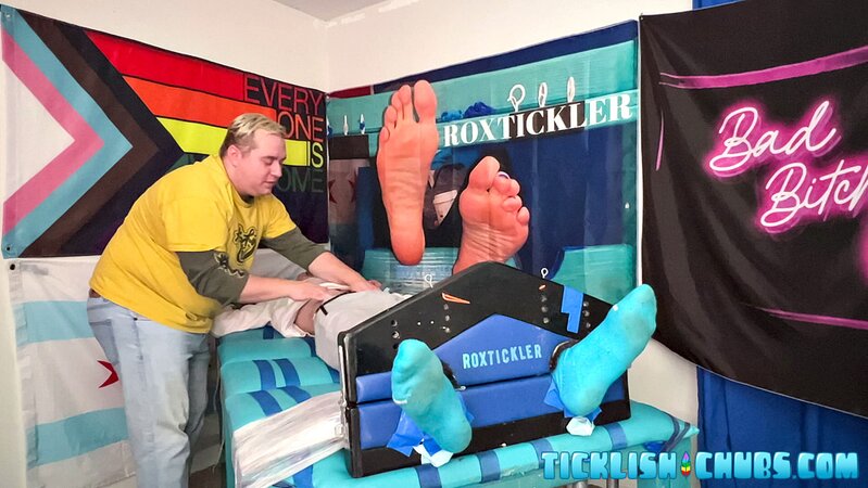 Matt surprises Chase with a thorough tickling in the bedroom