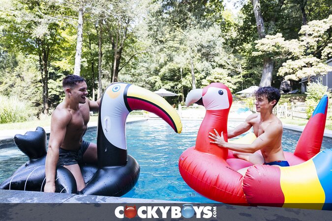 Damian Night and Nick Floyd have a hot poolside fuck